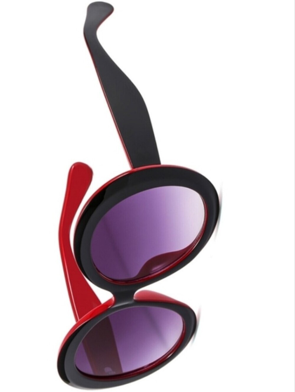 Unisex Oversized anti-reflective color block sunglasses Red and Black Frames